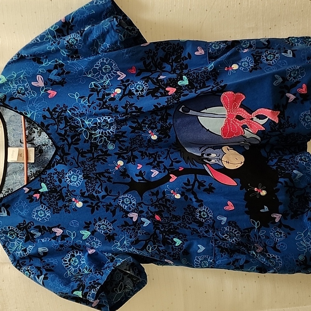 Womans Eeyore Disney 2XL Scrub Top